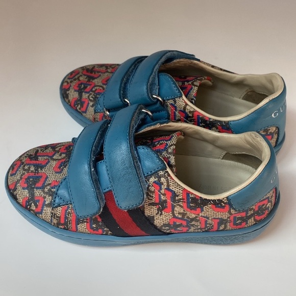 Gucci Supreme Canvas Kids Children's GG Gucci Wolves Sneakers Size 25 Toddler 9 - Picture 7 of 15